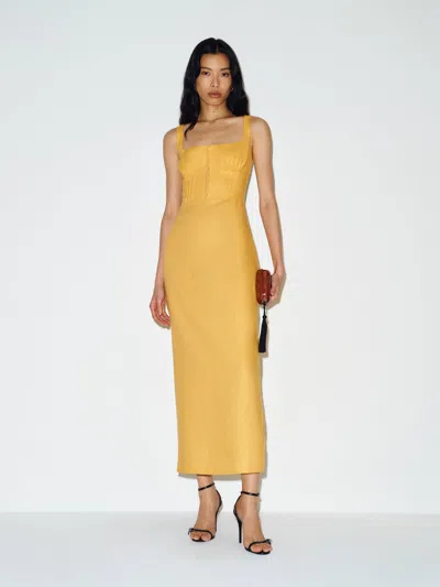 Reformation Lisa Linen Dress Yellow 10
