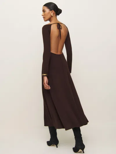 Reformation Livia Regenerative Merino Sweater Dress In Mole