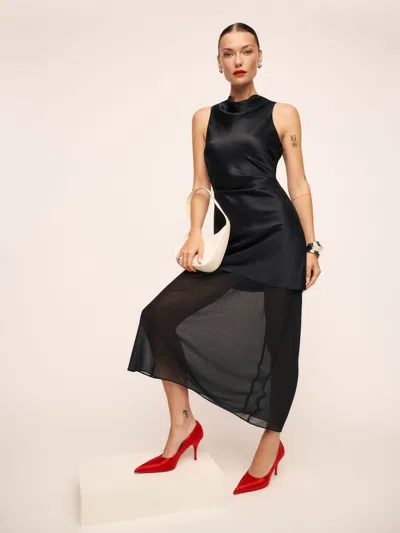 Reformation Logan Silk Dress In Black