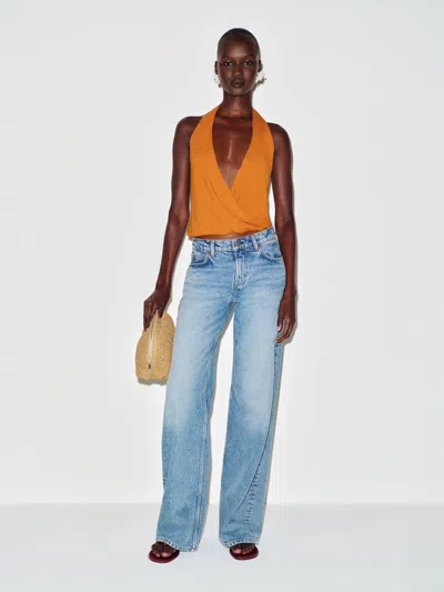 Reformation Lois Knit Top Orange Large