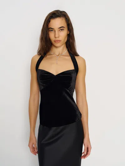 Reformation Lola Velvet Top Black 8