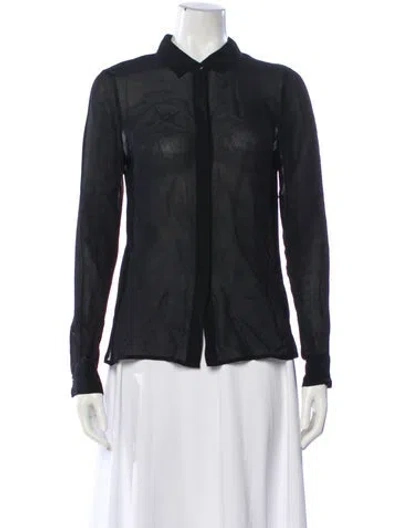 Pre-owned Reformation Long Sleeve Blouse In Black