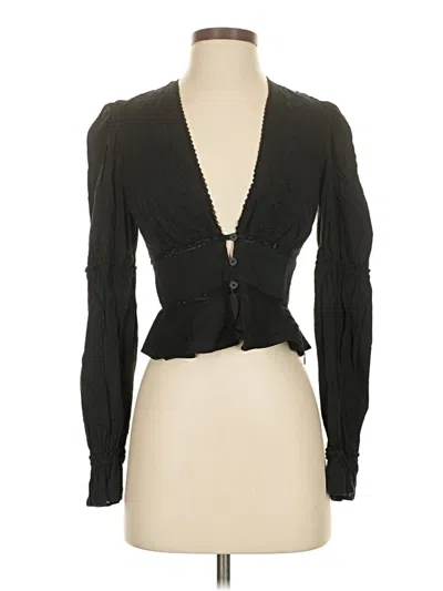Pre-owned Reformation Long Sleeve Blouse In Black