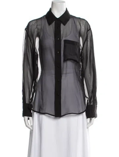 Pre-owned Reformation Long Sleeve Blouse In Black