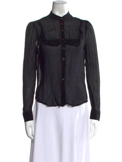 Pre-owned Reformation Long Sleeve Blouse In Black