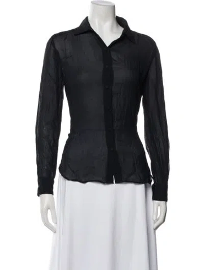 Pre-owned Reformation Long Sleeve Blouse In Blue