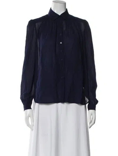 Pre-owned Reformation Long Sleeve Blouse In Blue