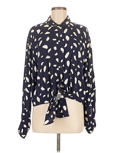 Pre-owned Reformation Long Sleeve Blouse In Blue