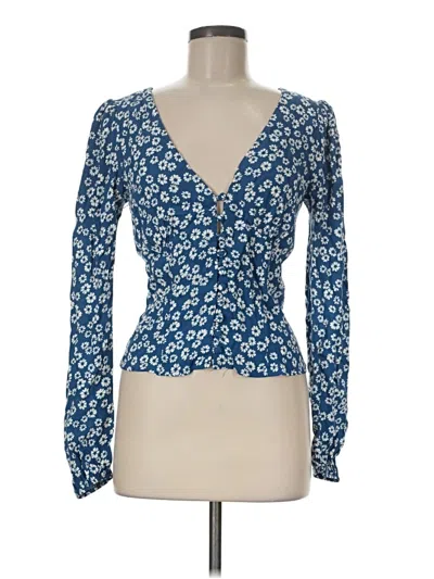 Pre-owned Reformation Long Sleeve Blouse In Blue