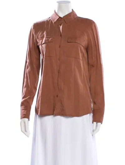 Pre-owned Reformation Long Sleeve Blouse In Brown