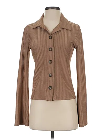 Pre-owned Reformation Long Sleeve Blouse In Brown