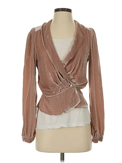 Pre-owned Reformation Long Sleeve Blouse In Brown