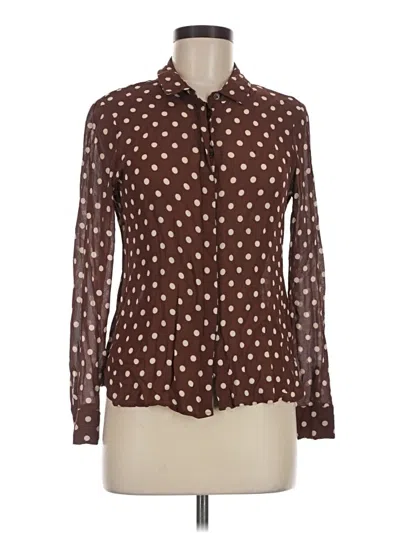 Pre-owned Reformation Long Sleeve Blouse In Brown
