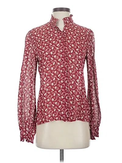 Pre-owned Reformation Long Sleeve Blouse In Burgundy