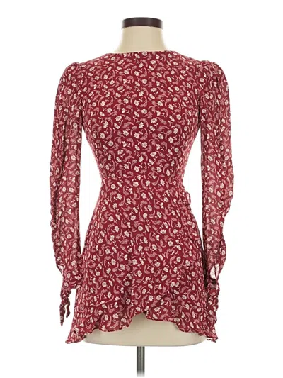 Pre-owned Reformation Long Sleeve Blouse In Burgundy