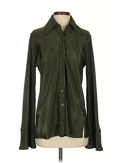 Pre-owned Reformation Long Sleeve Blouse In Green