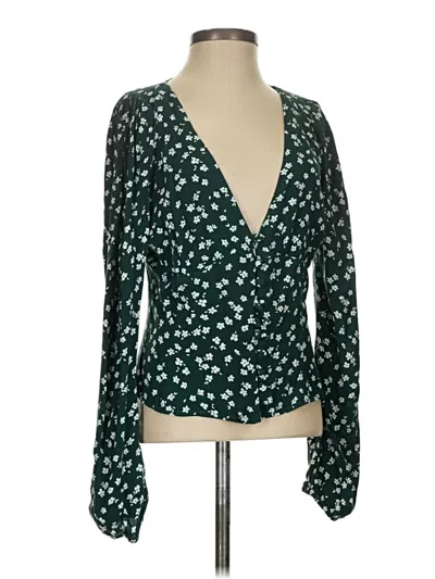 Pre-owned Reformation Long Sleeve Blouse In Green