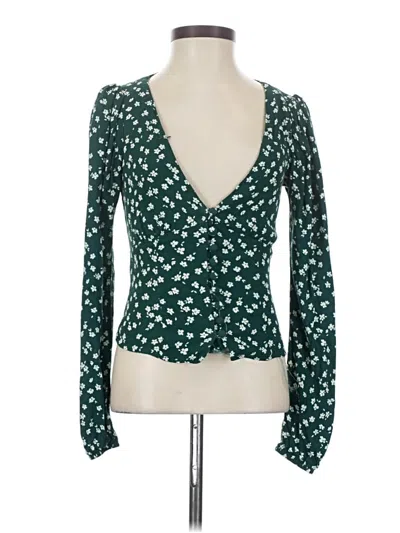 Pre-owned Reformation Long Sleeve Blouse In Green