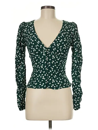 Pre-owned Reformation Long Sleeve Blouse In Green