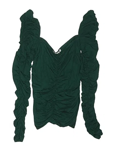 Pre-owned Reformation Long Sleeve Blouse In Green