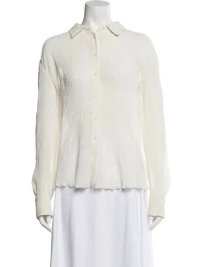 Pre-owned Reformation Long Sleeve Blouse In Neutral