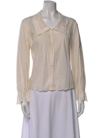 Pre-owned Reformation Long Sleeve Blouse In Neutral