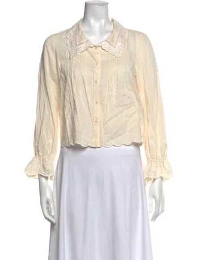Pre-owned Reformation Long Sleeve Blouse In Neutral