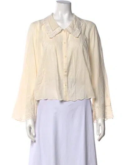 Pre-owned Reformation Long Sleeve Blouse In Neutral