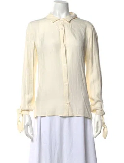 Pre-owned Reformation Long Sleeve Blouse In Neutrals