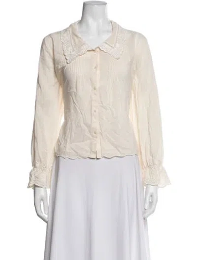 Pre-owned Reformation Long Sleeve Blouse In Neutrals