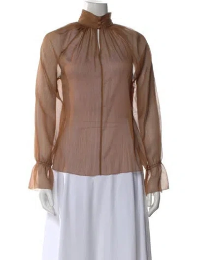 Pre-owned Reformation Long Sleeve Blouse In Orange