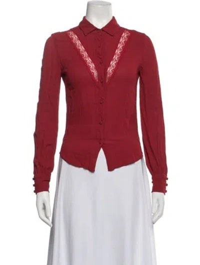 Pre-owned Reformation Long Sleeve Blouse In Red