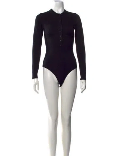 Pre-owned Reformation Long Sleeve Bodysuit In Black