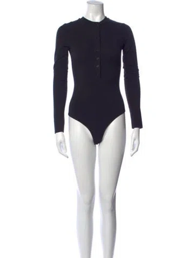 Pre-owned Reformation Long Sleeve Bodysuit In Black