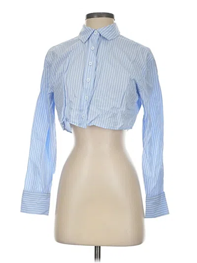 Pre-owned Reformation Long Sleeve Button Down Shirt In Blue