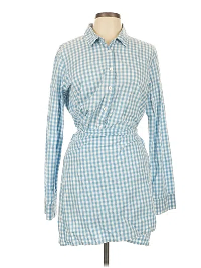 Pre-owned Reformation Long Sleeve Button Down Shirt In Blue