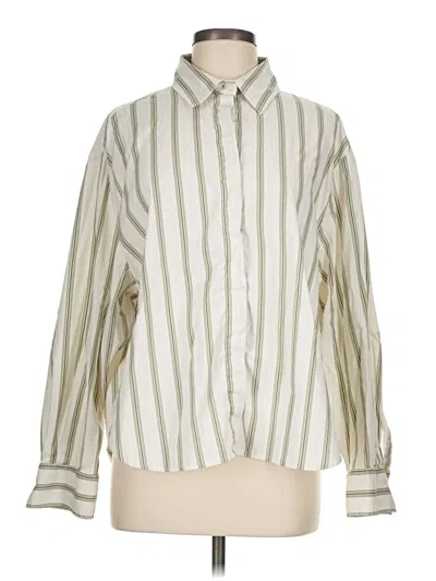 Pre-owned Reformation Long Sleeve Button Down Shirt In Ivory