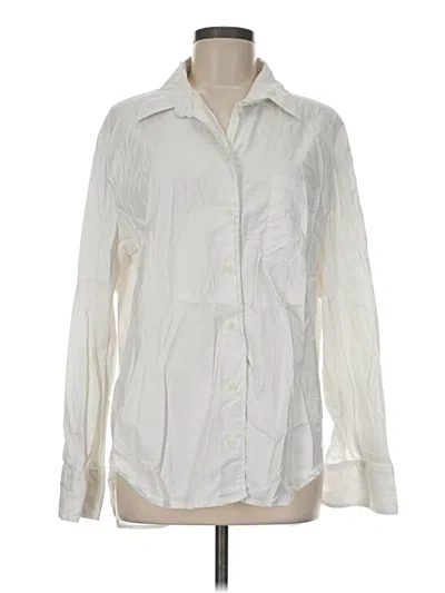 Pre-owned Reformation Long Sleeve Button Down Shirt In Ivory
