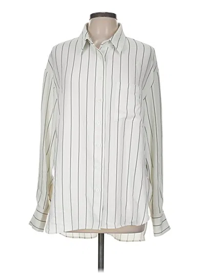 Pre-owned Reformation Long Sleeve Button Down Shirt In Ivory