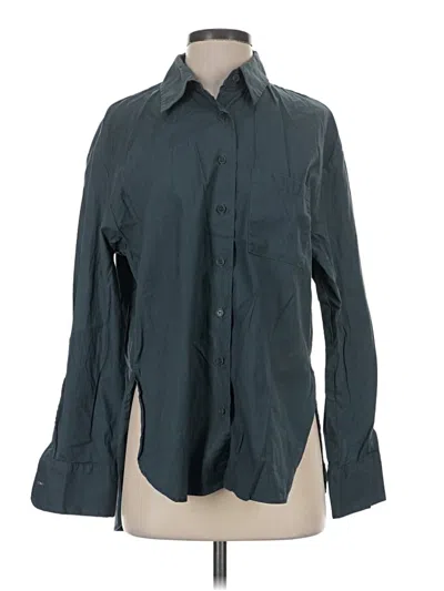 Pre-owned Reformation Long Sleeve Button Down Shirt In Teal