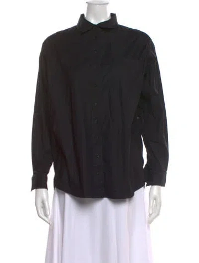 Pre-owned Reformation Long Sleeve Button-up Top In Black