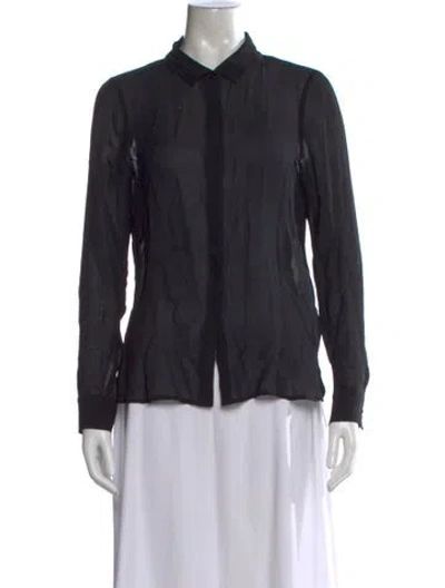 Pre-owned Reformation Long Sleeve Button-up Top In Black