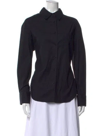 Pre-owned Reformation Long Sleeve Button-up Top In Black