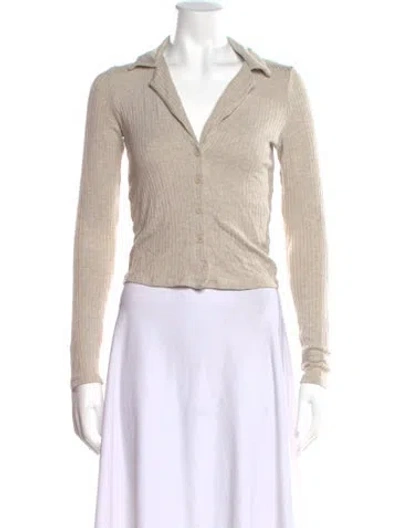 Pre-owned Reformation Long Sleeve Button-up Top In Neutral