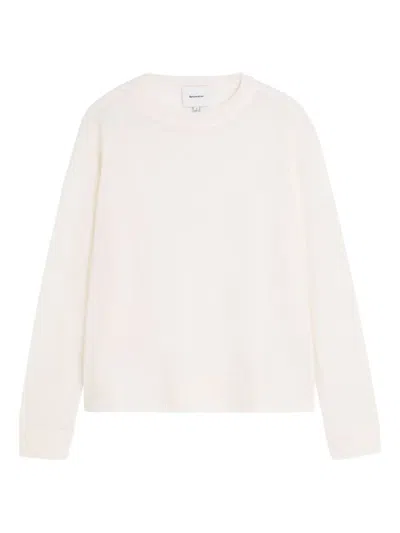 Reformation Long-sleeve Crew-neck Sweater In White