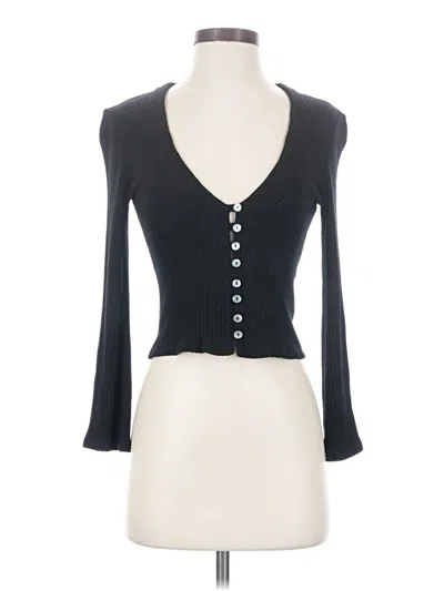 Pre-owned Reformation Long Sleeve Henley Shirt In Black