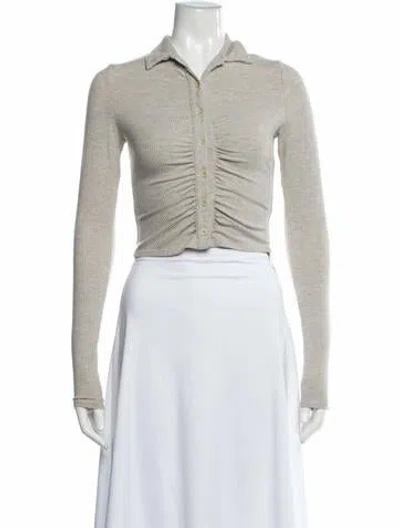 Pre-owned Reformation Long Sleeve Polo In Gray