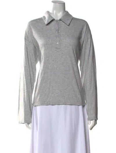 Pre-owned Reformation Long Sleeve Polo In Grey