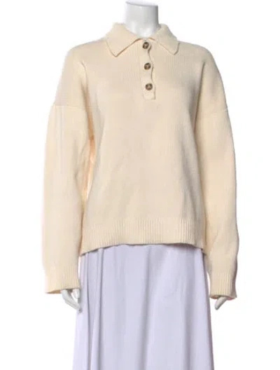 Pre-owned Reformation Long Sleeve Polo In Neutral