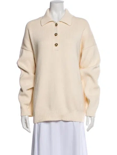 Pre-owned Reformation Long Sleeve Polo In Neutral